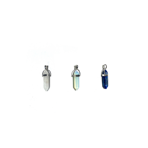 Bullet shape crystal pendant, pointed gemstone pendant set for healing